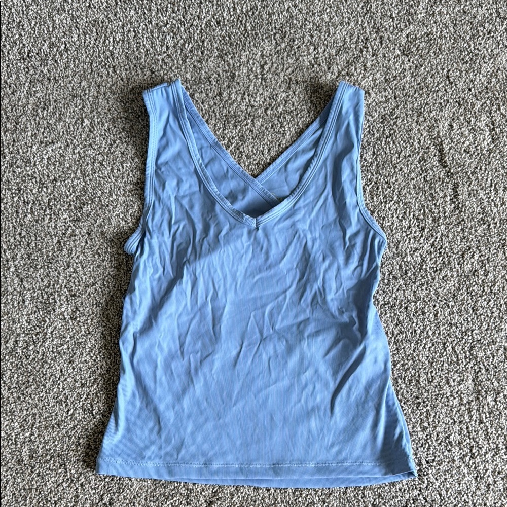 ZYIA Blue Fitted Backless Sleeveless Tank Top